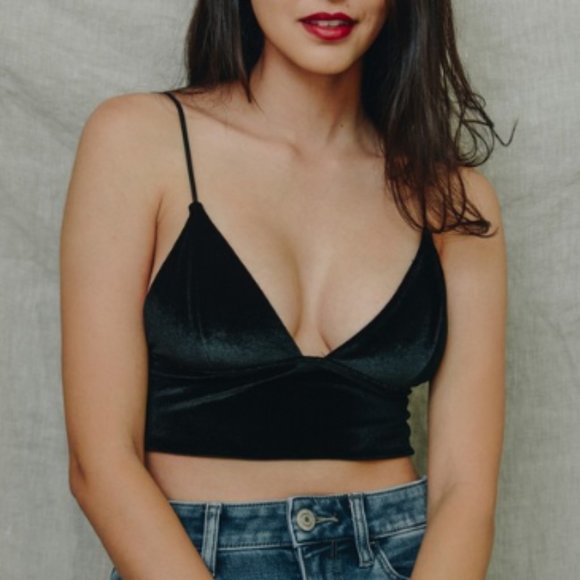 Velvet Cami Bralette Crop Top Brandy Melville - Picture 1 of 3